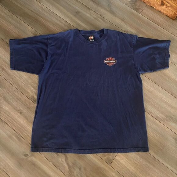 Harley Davidson Motorcycle Navy Blue Athletic Graphic TShirt Men 3XL Bin O-42‎ - Picture 1 of 4